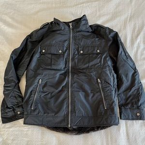 Johnston & Murphy Black Faux Fur Winter Jacket Sz M